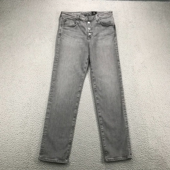 Ag Adriano Goldschmied Denim - AG Jeans Size 29 The Isabelle Button Up Hi-Rise Straight Crop Gray Denim